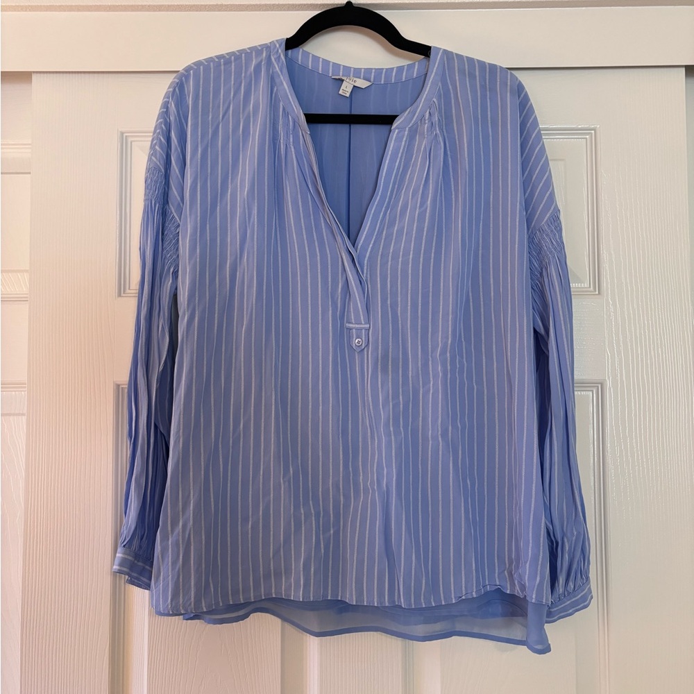 Joie Smocked Striped Blouse